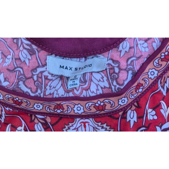 Max Studio Red Baroque Sleeveless Slinky Dress Small L1 Boho Summer Resort - Picture 7 of 7